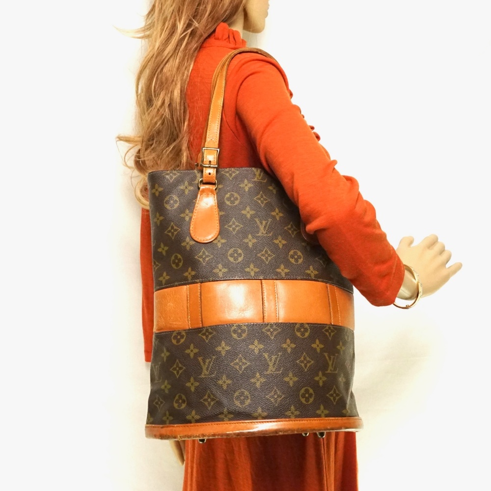Auth Louis Vuitton Bucket Gm Brown Tote #2079L13